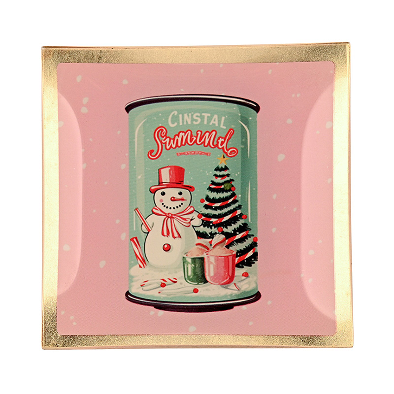 Love Plates Glasteller S - Dose mit Schneemann, rosa