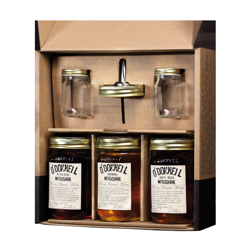 O'Donnell Moonshine Geschenkbox , 3 versch. Moonshine 0,35l;