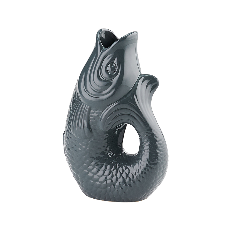 Monsieur Carafon, Fisch, Vase, S, grau, 1,2 l