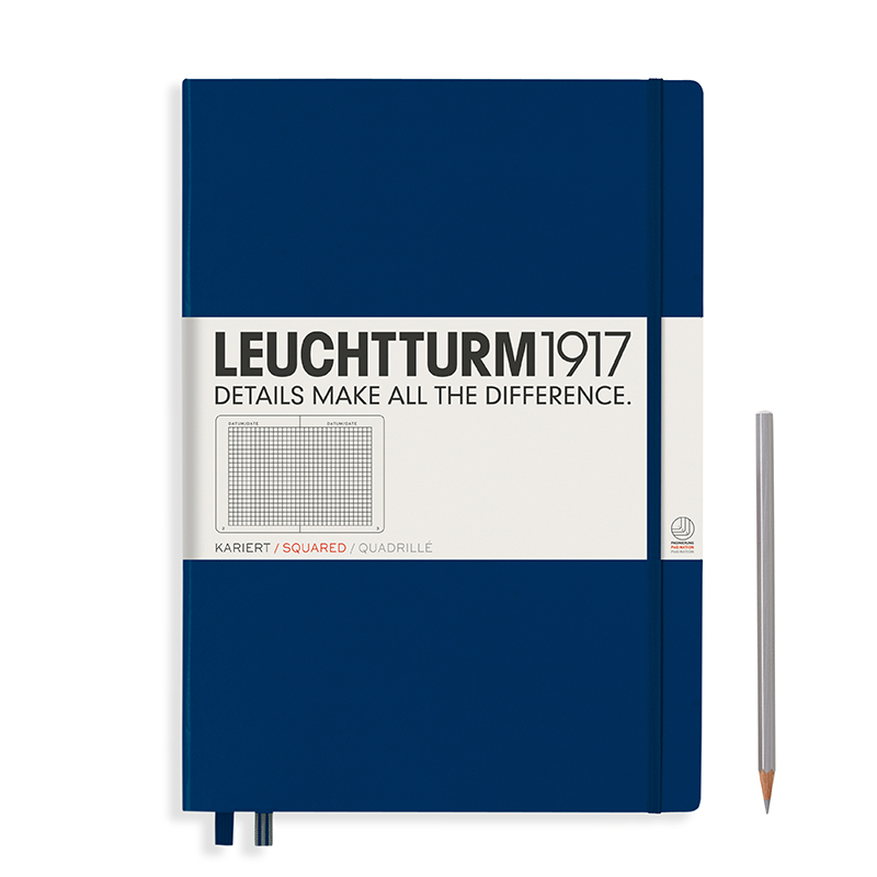 Leuchtturm Notizbuch Master Classic (A4+) Hardcovereinband marineblau, kariert