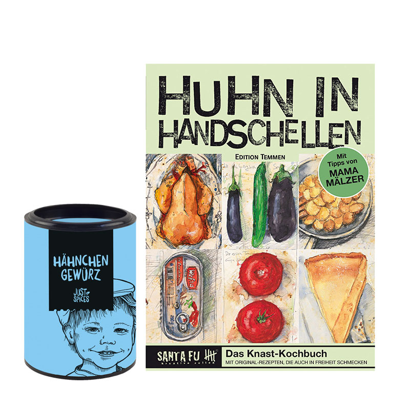 Geschenk-Set Kochbuch "Huhn in Handschellen" & "Hähnchen Gewürz"