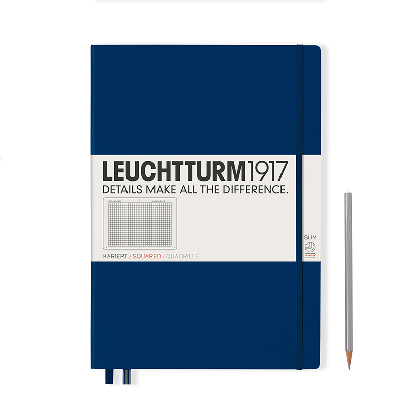 Leuchtturm Notizbuch Master Slim (A4+) Hardcover marineblau, kariert