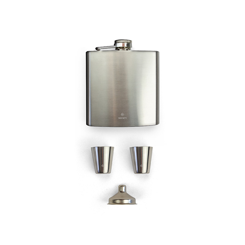 SOCIETY Stainless Flask and Shotglass Set